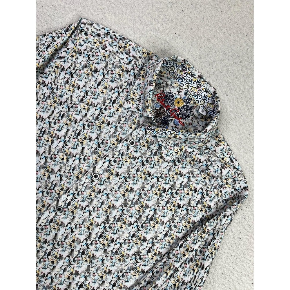 Robert Graham Shirt Mens XL Multicolor Geometric Flip Cuff Long Sleeve Button Up